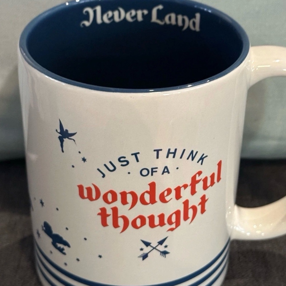 Walt Disney Peter Pan Never Land Coffee Mug - Just Think Of A Wonderful Thought - Picture 1 of 6